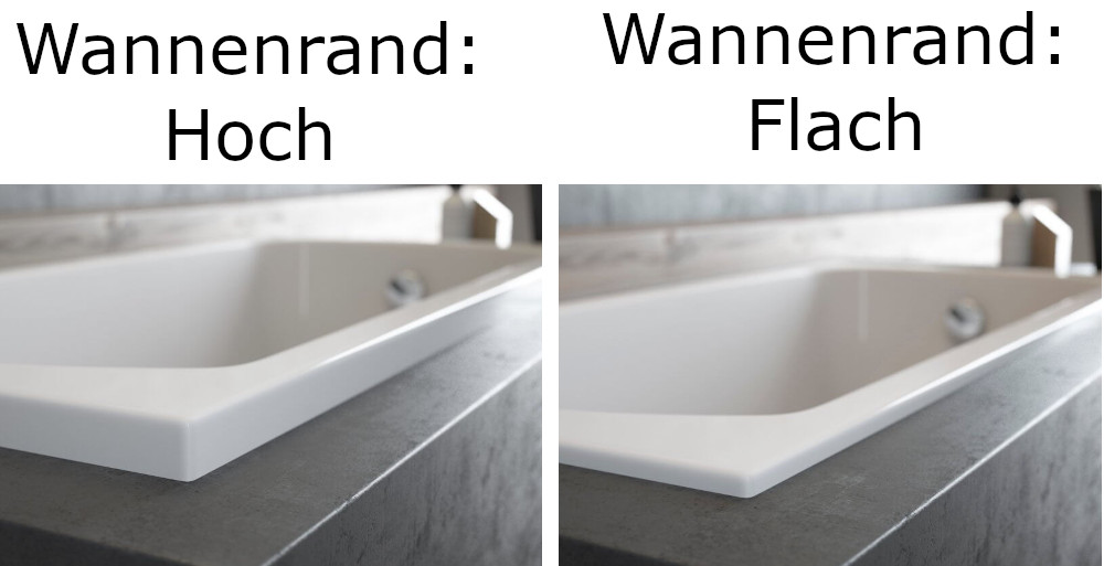 Badewanne Classic - Wannenrand hoch und Wannenrand flach