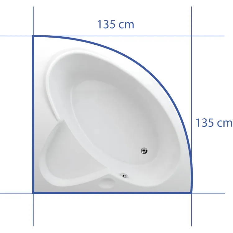 Badewanne Eck 135x135 cm