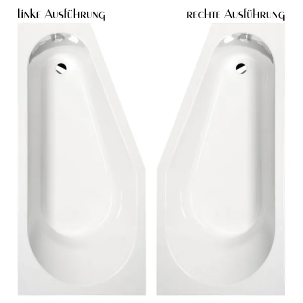 Badewanne 150x75 und 170x80 cm HOTIGRA links + rechts Raumsparwanne