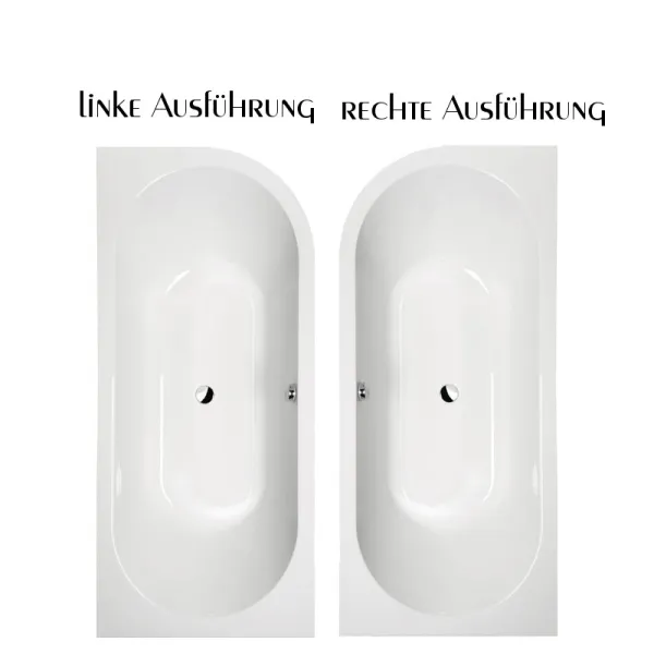 Linke und rechte Version der Badewanne 175x80 cm / 185x80 cm HOVIVA - Acryl Rechteck