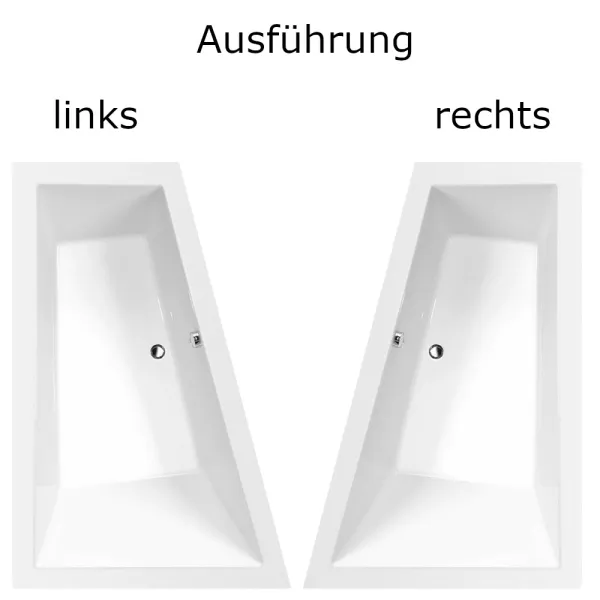 Ausführungen der Badewanne 2 Personen 180x120 cm HOTRIANGL - extra tief 50 cm - Acryl