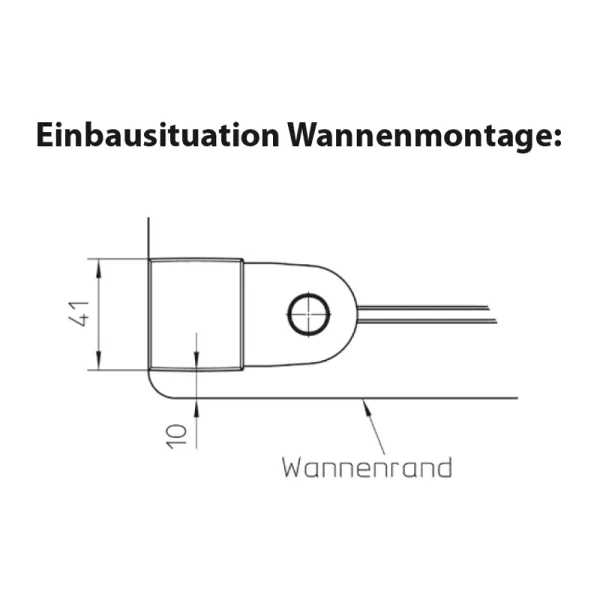 Wannenrandmontager der Drehfalttür für Nische mit ESG 6 mm, alu silber matt