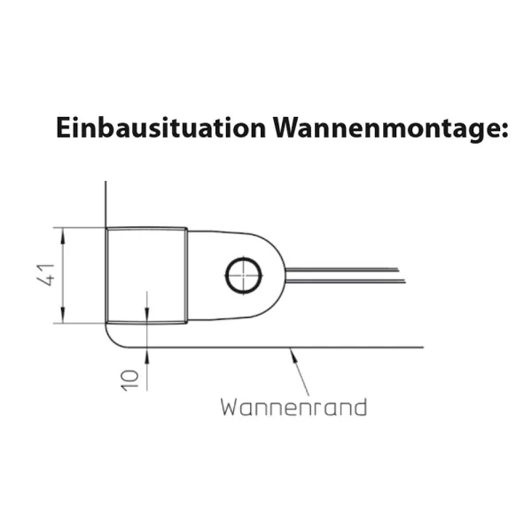 Wannenrandmontage der Drehtür für Nische mit ESG 6 mm, alu silber matt