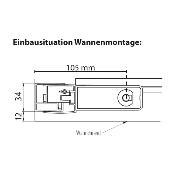 Wannenrandmontage der Drehtür + Festteil Nische links/rechts ESG 8 mm versch. Größen, alu chromeffekt