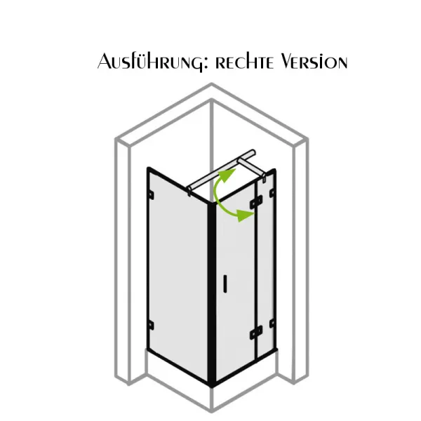 rechte Ausführung der Drehtür mit Seitenwand, Maßanfertigung bis 160 cm, 8 mm ESG