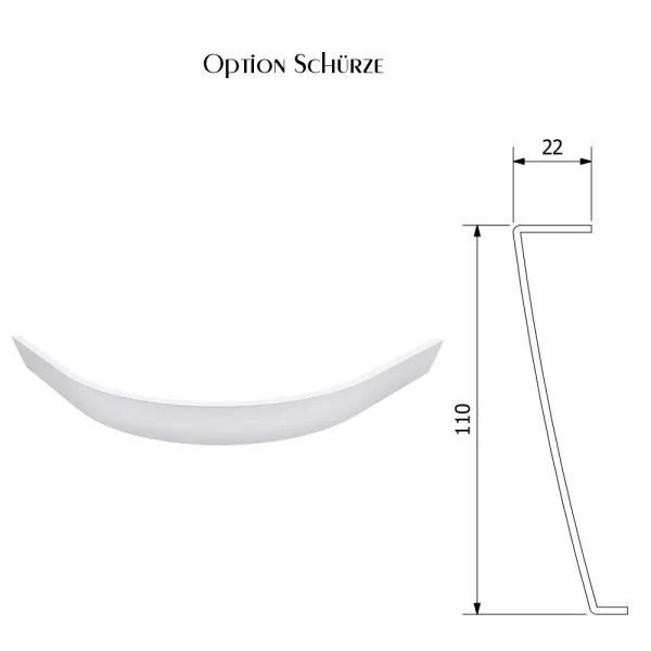 Option Schürze: Duschbecken Mineralguss Viertelkreis Sera
