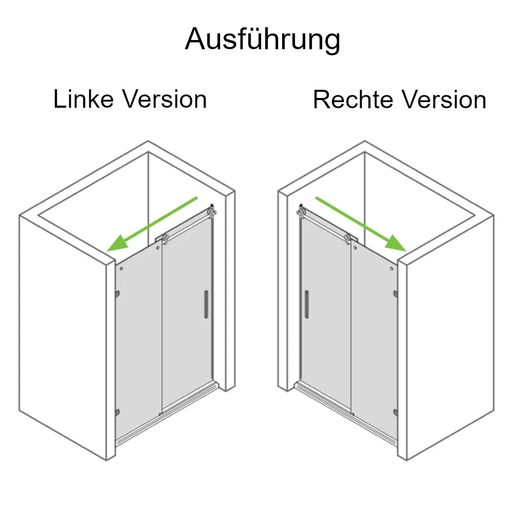 Ausführung der Duschtür nach Maß als Schiebetür für Nische mit ESG: 8 mm, alu chromeffekt