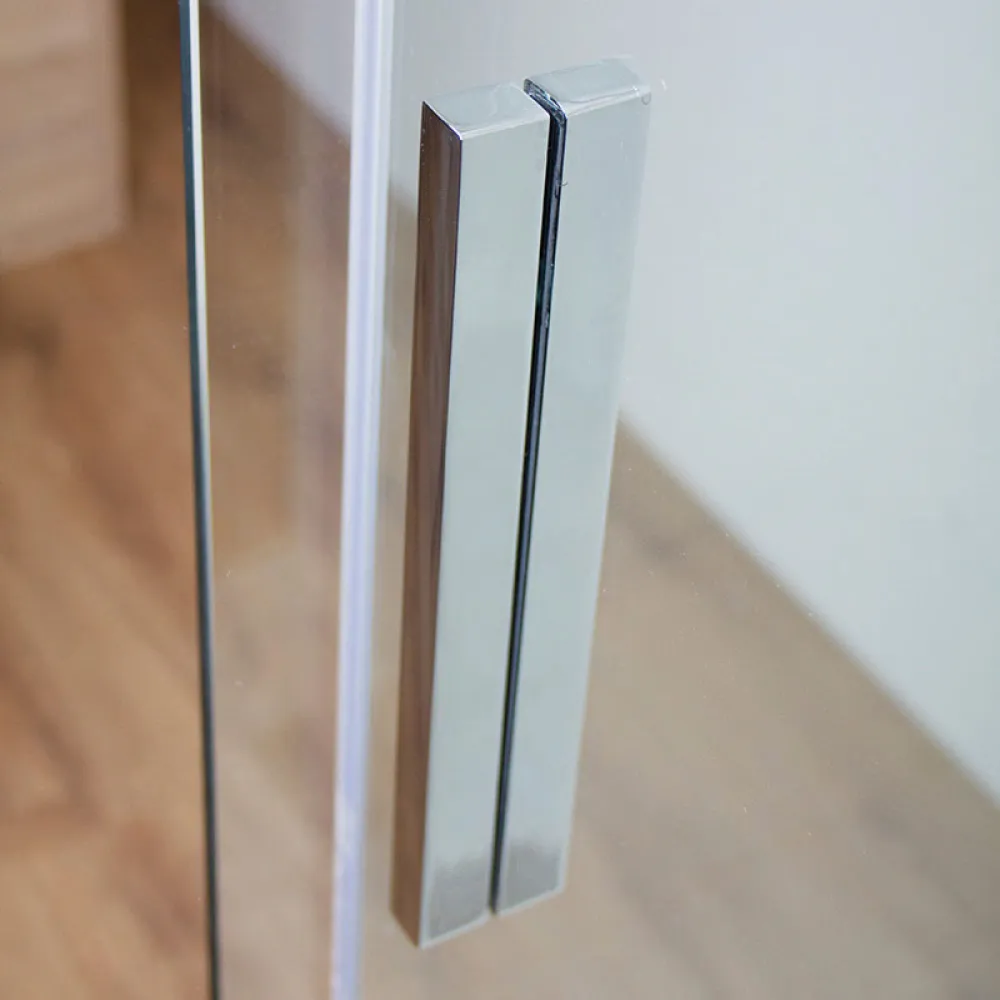 Griff der Duschtür nach Maß als Schiebetür für Nische mit ESG: 8 mm, alu chromeffekt
