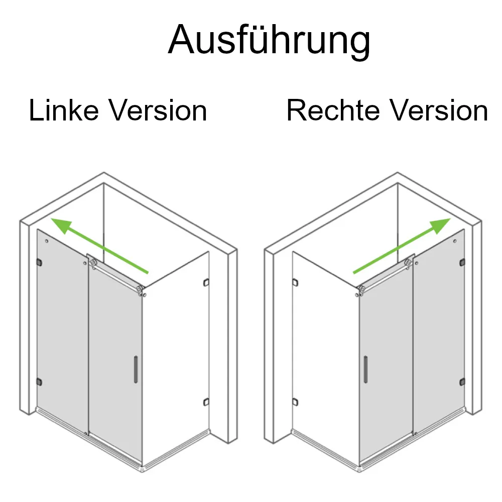 Ausführung der Duschtür nach Maß als Schiebetür mit fester Seitenwand für Eckeinbau mit ESG: 8 mm, alu chromeffekt