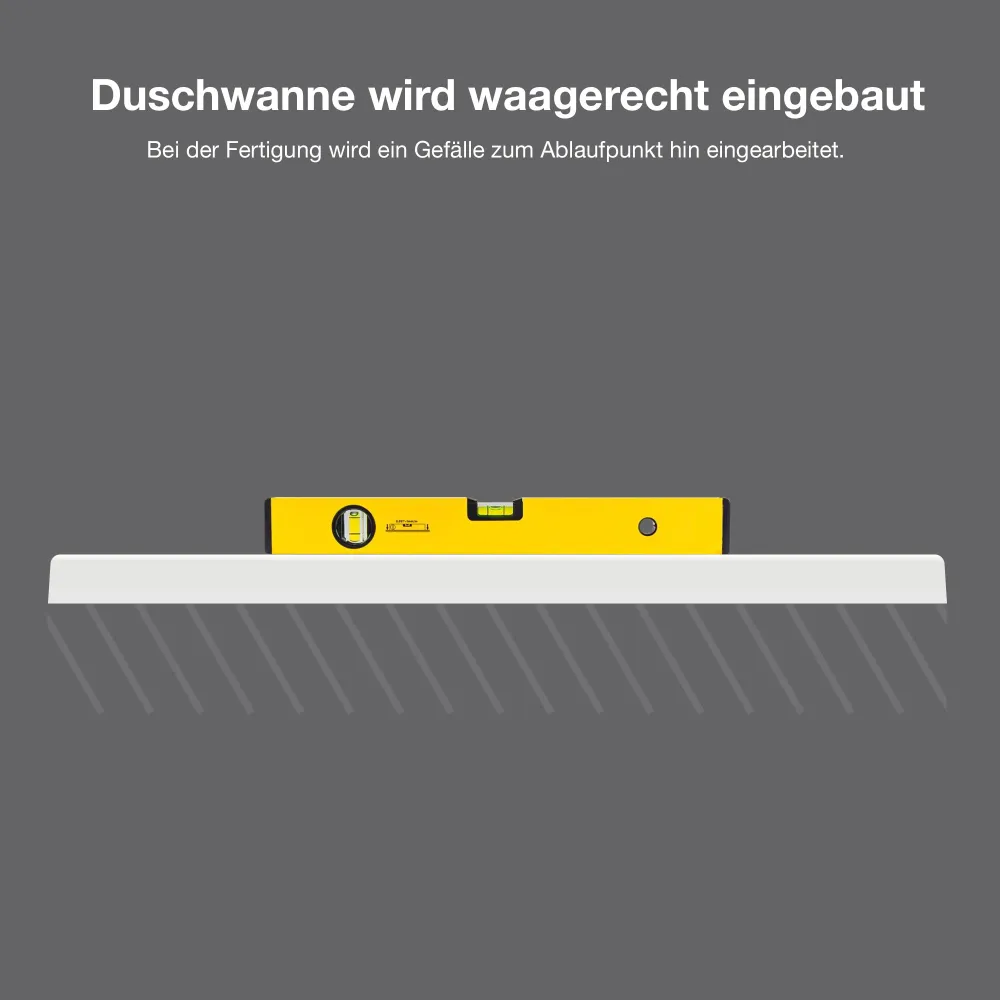waagerechter Einbau der Duschwanne nach Maß