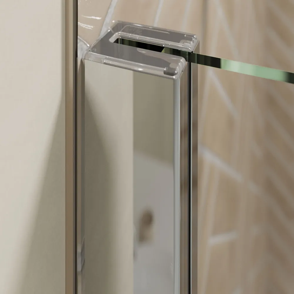 Wandprofil der Eckdusche mit Pendeltür und Festteil und fester Seitenwand mit 6 mm