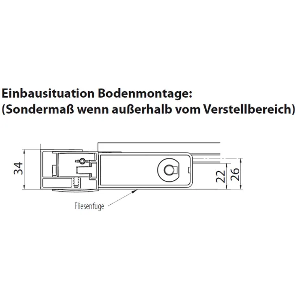 Bodenmontage des Eckeinstieg mit 2 Pendeltüren, 8 mm ESG