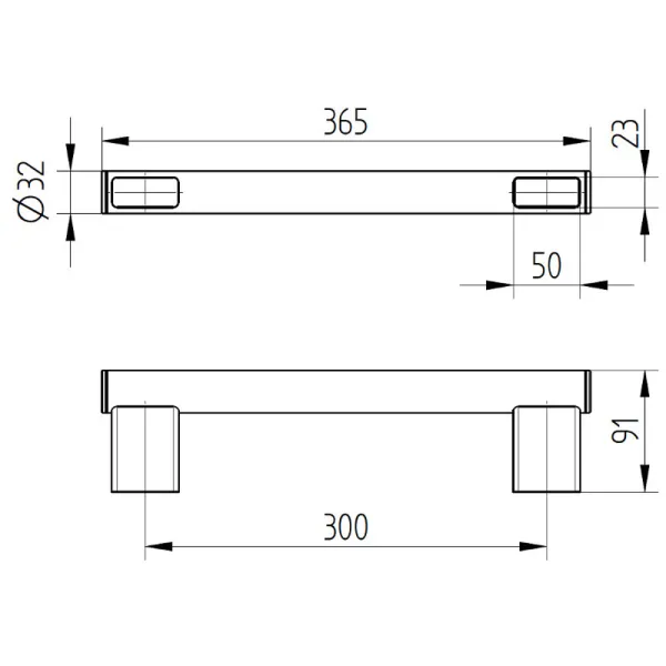 Skizze Haltegriff Länge=30 cm