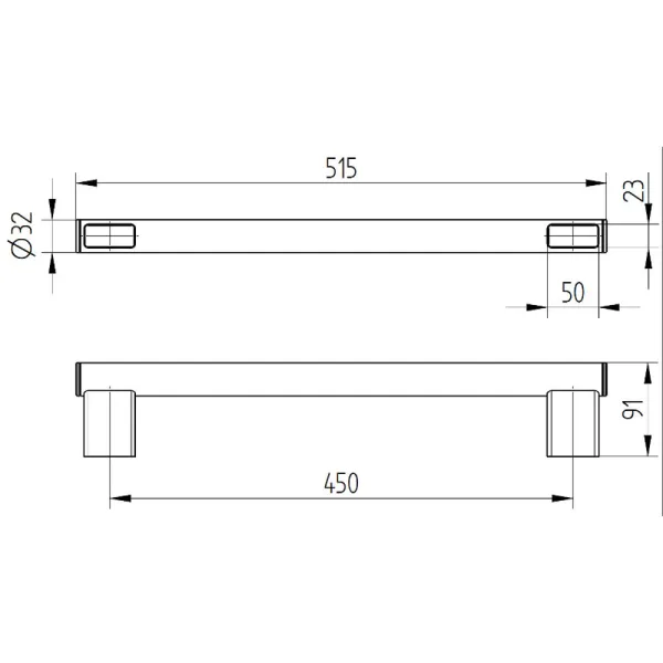 Skizze Haltegriff Länge=45 cm