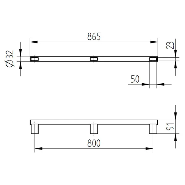 Skizze Haltegriff Länge=80 cm