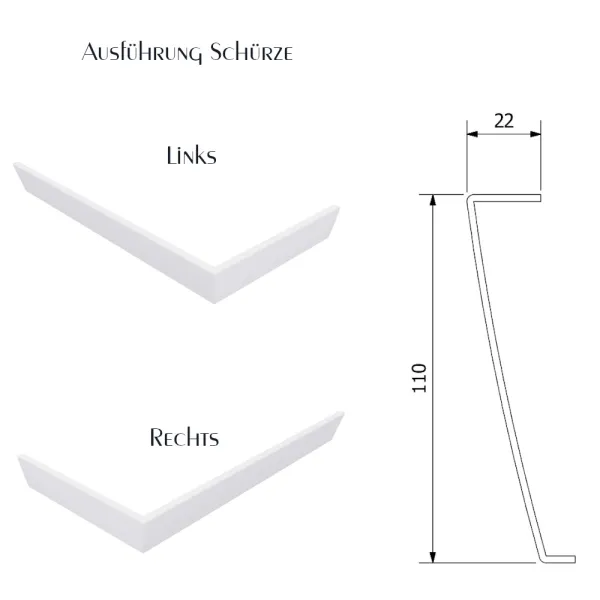 Schürze des Mineralguss - Duschbecken HOKARIA von 90x70 bis 120x100 cm