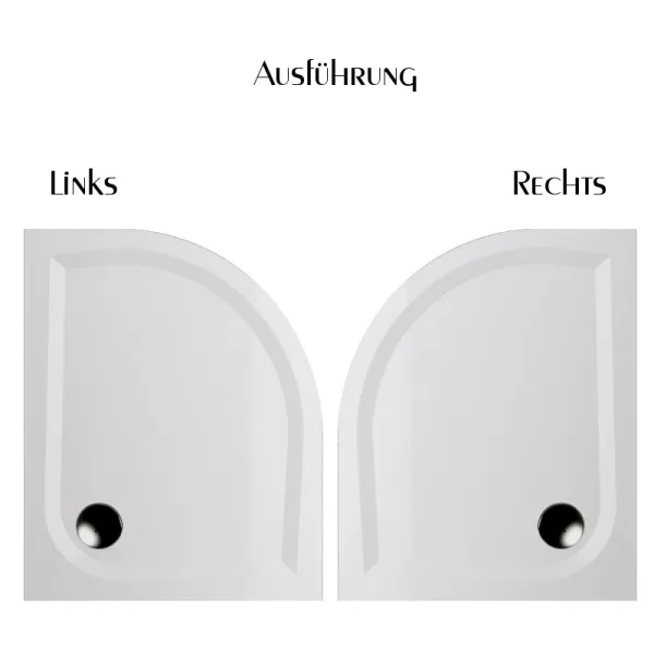 Ausführungen des Duschbecken Mineralguss Viertelkreis Rena
