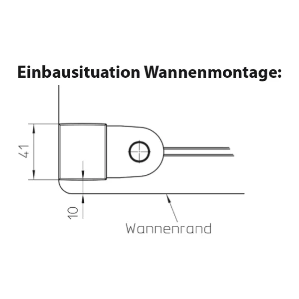 Wannenmontage der Pendeltüren für Nische mit ESG-Glas: 6 mm, alu silber matt