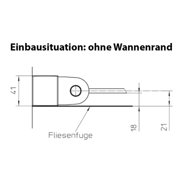 Bodenmontage der Pendeltüren für Nische mit ESG-Glas: 6 mm, alu silber matt