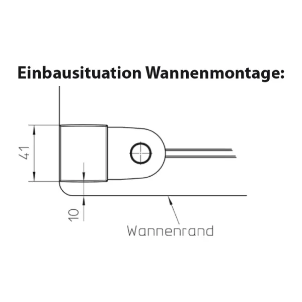 Wannenrandmontage der Runddusche Pendeltüren 2-teilig mit Radius: 50/55 cm, 6 mm ESG, Viertelkreis