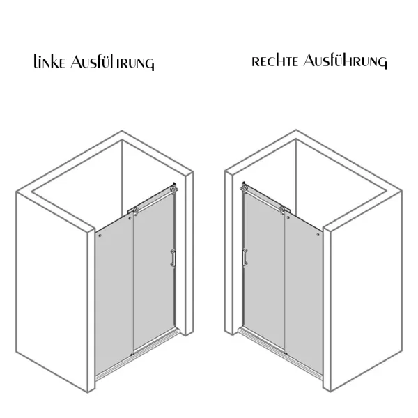 Piktogramm der Schiebetür für Nische links/rechts mit ESG: 8 mm, alu chromeffekt