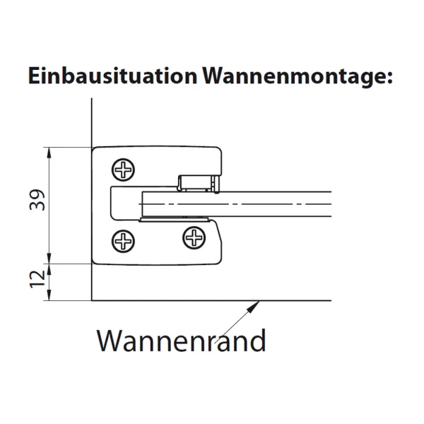 Wannenrandmontage der Schiebetür für Nische links/rechts mit ESG: 8 mm, alu chromeffekt