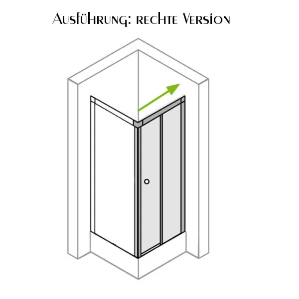 Rechte Ausführung der Schiebetür mit fester Seitenwand, Glas: 6 mm ESG, Version links