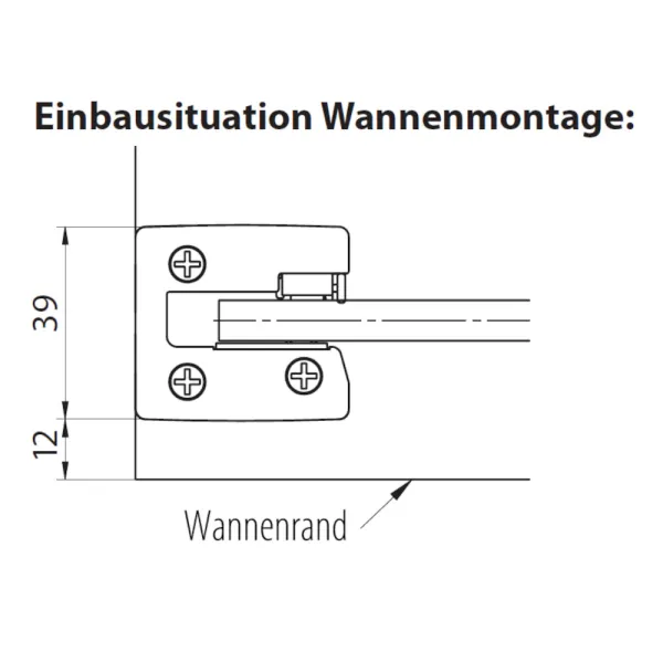 Wannenrandmontage der Schiebetür von 97 bis 170 cm mit Seitenwand bis 130 cm, Glas: 8 mm