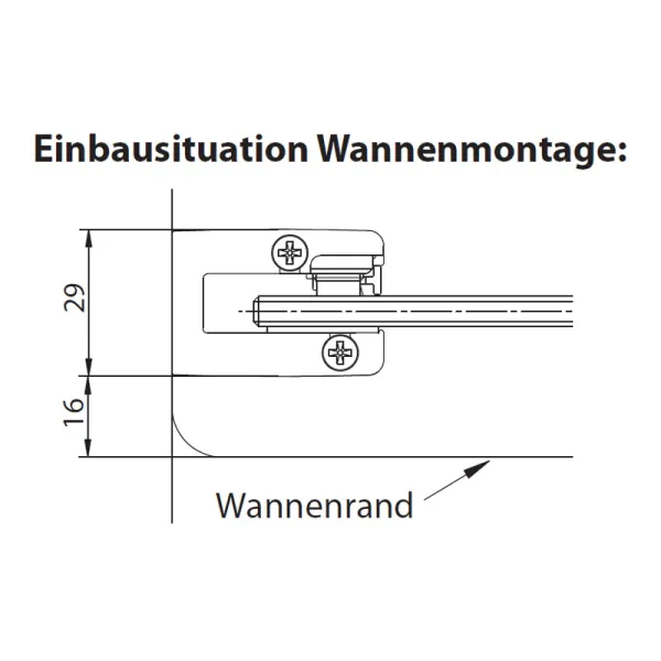 Wannenmontage der Schiebtür Softclose bis zu 200 cm mit Seitenwand, 8 mm ESG