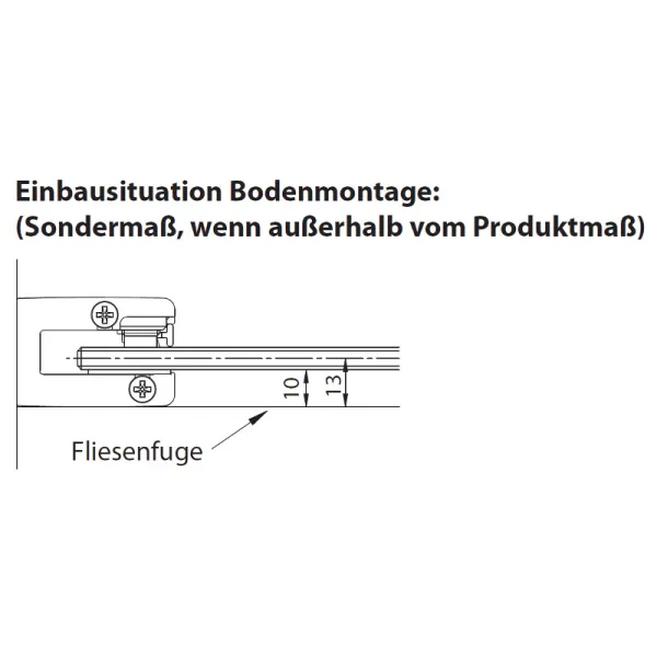 Bodenmontage der Schiebtür Softclose bis zu 200 cm mit Seitenwand, 8 mm ESG