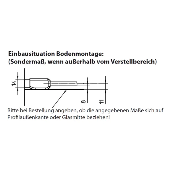 Bodenmontage der Viertelkreisdusche mit Drehtüren, Maßanfertigung, Radius: 50/55 cm, 6 mm ESG