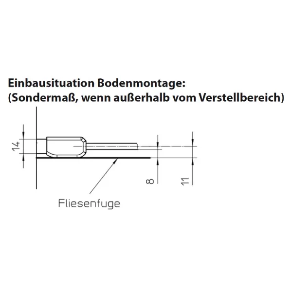 Bodenmontage der Walk-in Duschwand mit ESG 6 mm, alu silber matt