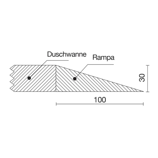 Zusatzoption Mineralguss: Duschrampe (pro 1 dm = 10 cm)