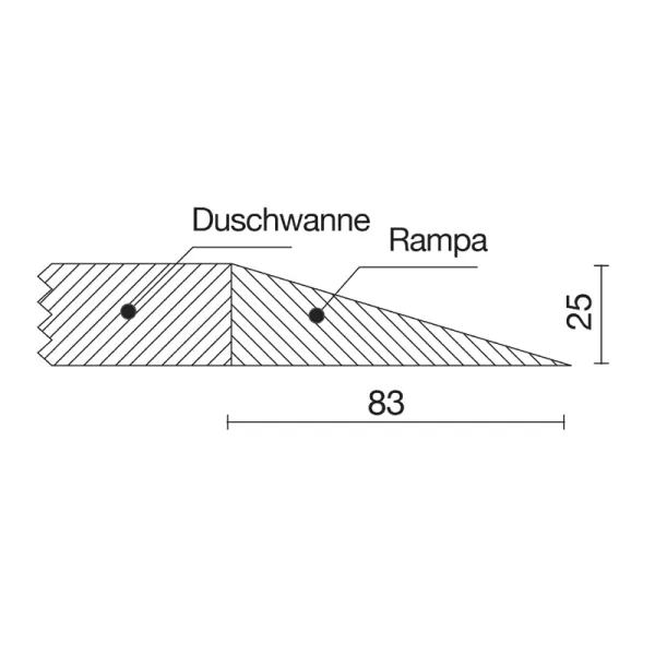 Zusatzoption Mineralguss: Duschrampe (pro 1 dm = 10 cm)