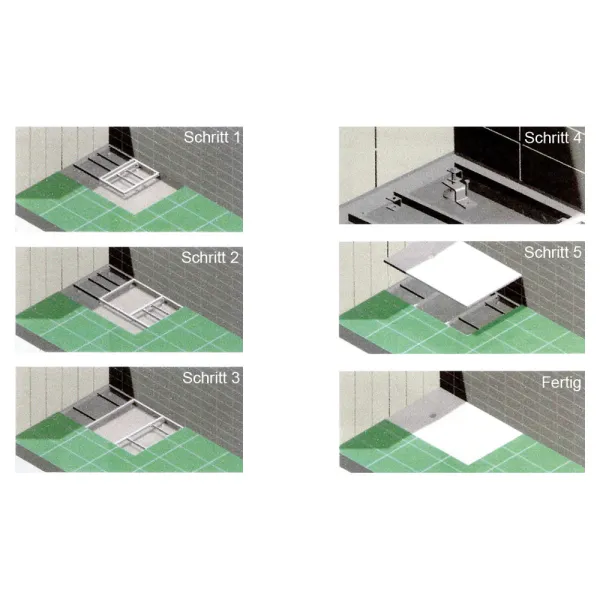 Einbauanleitung der Zusatzoption Mineralguss: Fußgestell 65 bis 80 cm Fünfeck / Viertelkreis