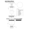 Skizze der Ablaufgarnitur HC 50 V senkrecht, 50 Liter/Minute, Bauhöhe: 105 mm