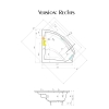 Skizze der Badewanne 1500x1500 mm  / 150x150 cm AURIGA rechts - Acryl Eckbadewanne