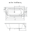 Skizze für Badewanne Astra 165x80 cm Links