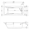 Skizze der Badewanne ANDORRA 160x75 cm - Acryl Rechteckbadewanne