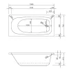 Skizze der Badewanne Korana 150x70 cm - Acryl Rechteckbadewanne