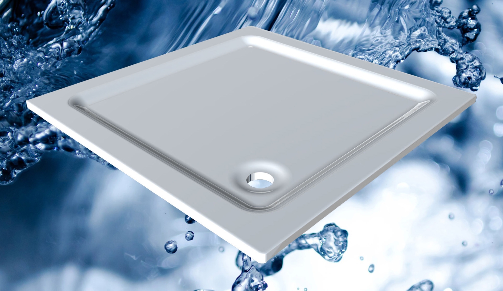 Duschbecken / Duschwanne mit 80x70 cm superflach Acryl