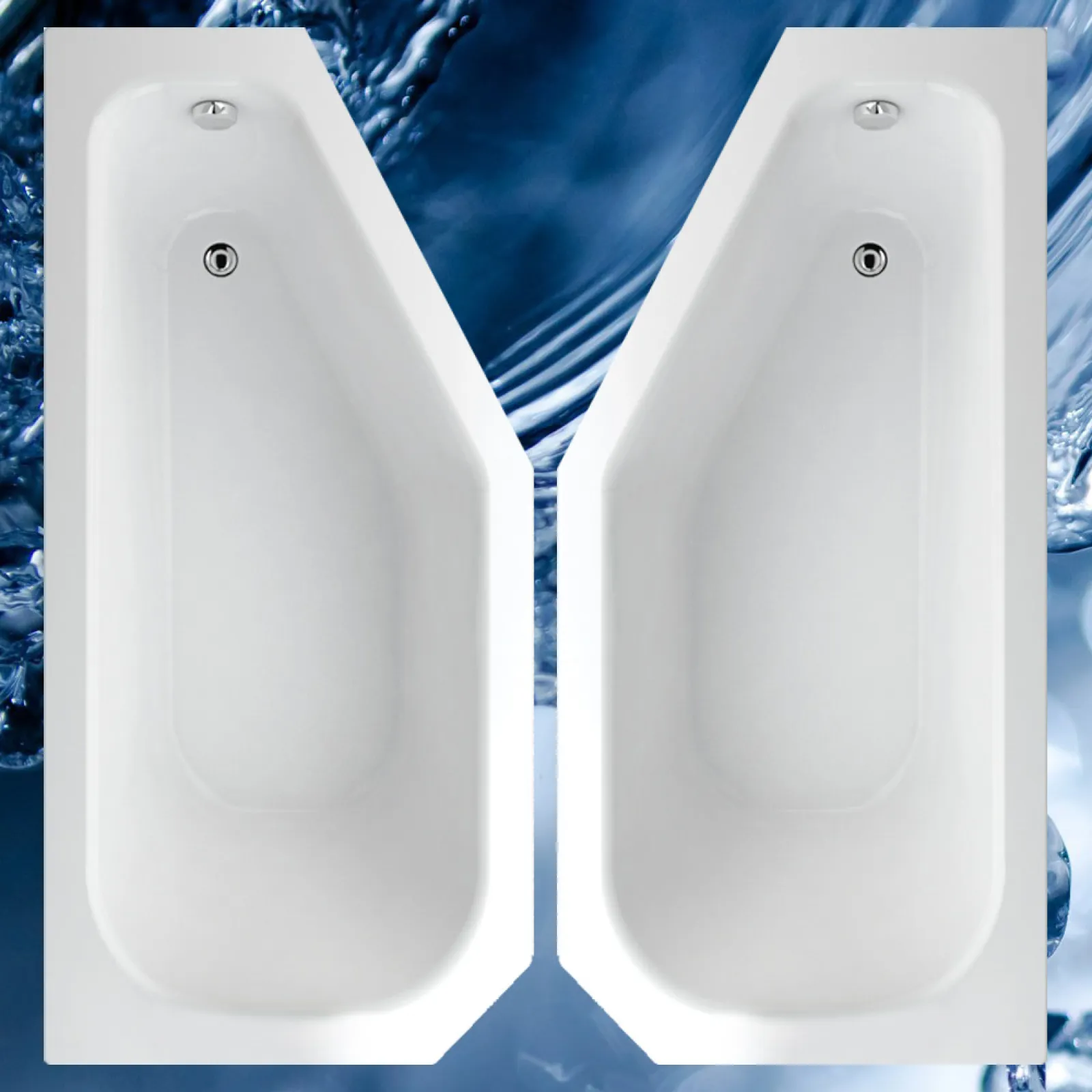 Bef. Badewanne 160x75 cm Panama Links Ablauf mit Einlauf Füße Schürze 