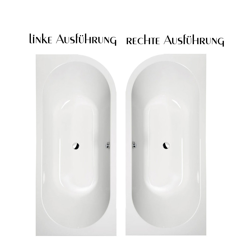 Badewanne 175x80 cm Hoviva O incl 50 cm tief Einlauf Wannenträger Ablauf m 