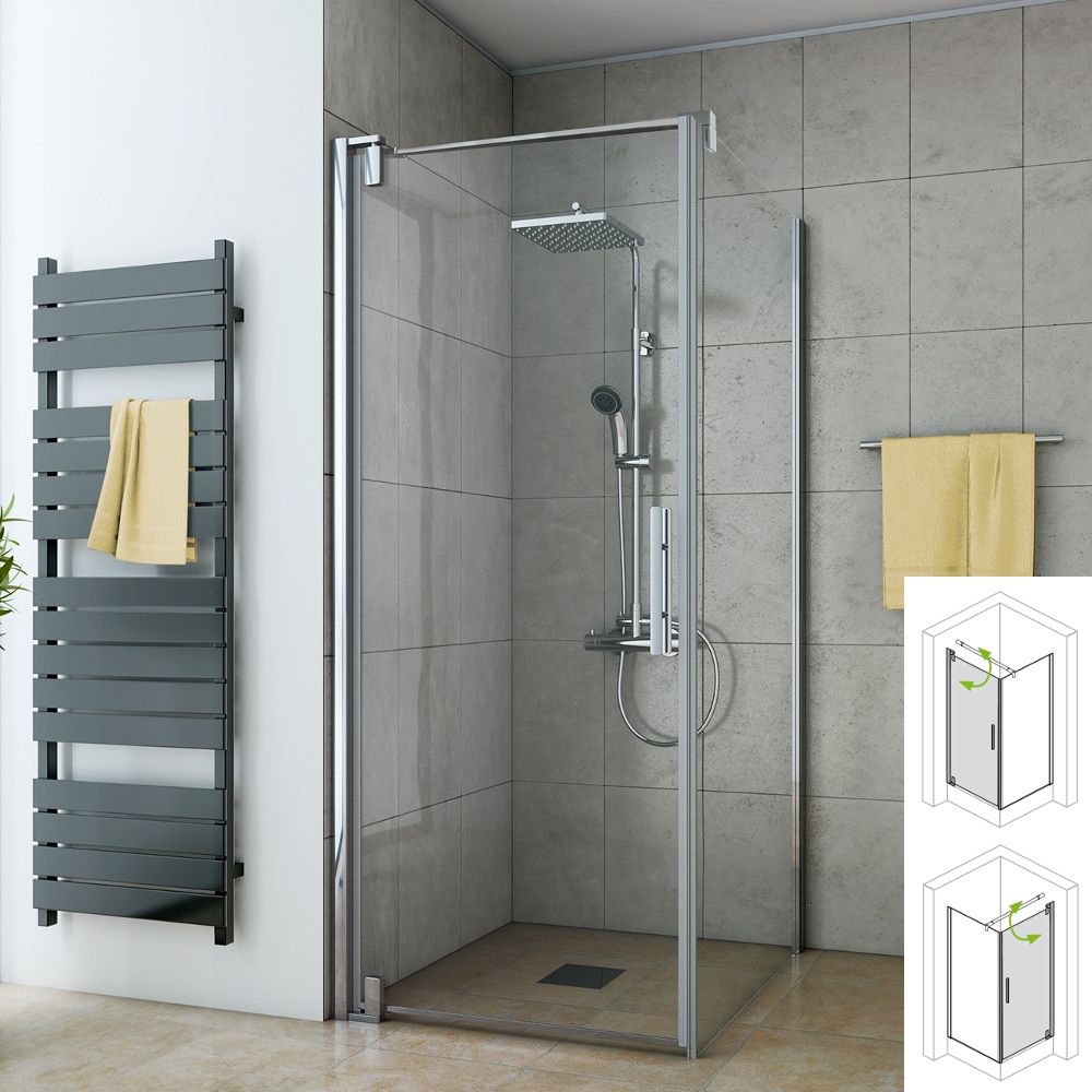 Pendeltür mit fester Seitenwand, Klarglas (ESG): 8 mm