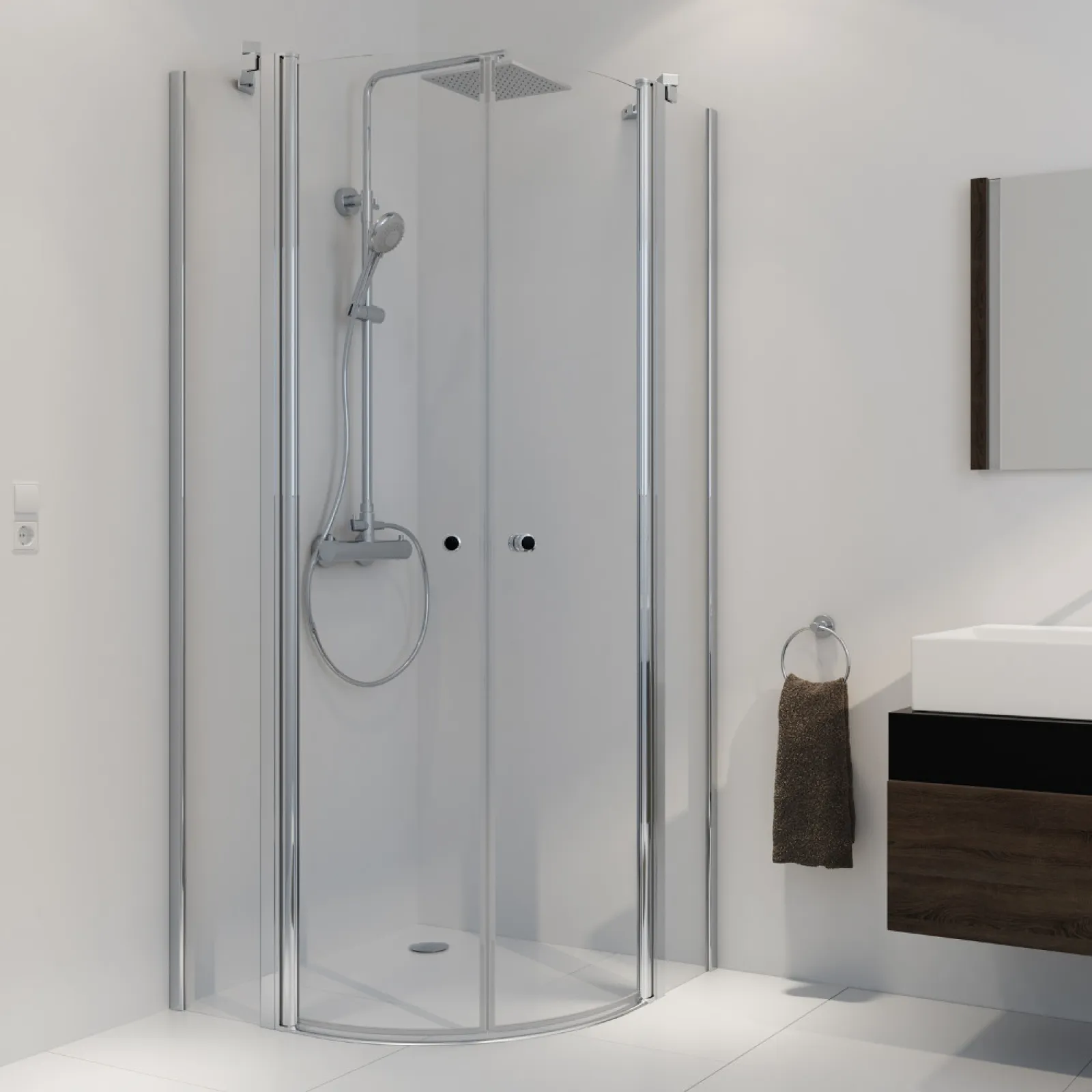 DURAline Viertelkreis Glasregal - 25x25cm In Crystal