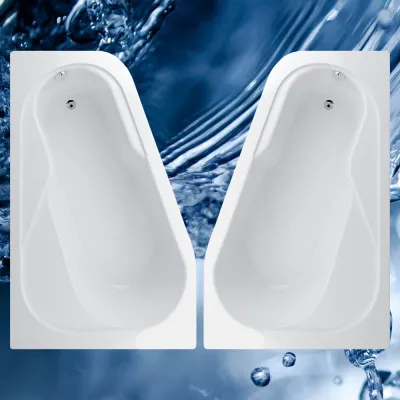 Badewanne 160x100 cm BODAM - asymmetrische Eckwanne