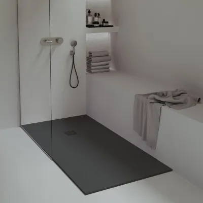 Duschwanne SLATESTONE aus Mineralguss randlos für den bodengleichen Einbau