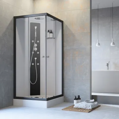 Komplettdusche 90x90 cm mit Eckeinstieg