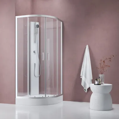 Komplettdusche FDARS Viertelkreis 90x90 cm mit Eckeinstieg