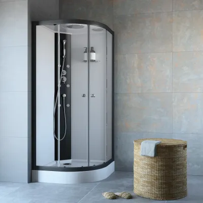 Komplettdusche Viertelkreis 90x90 cm mit Eckeinstieg